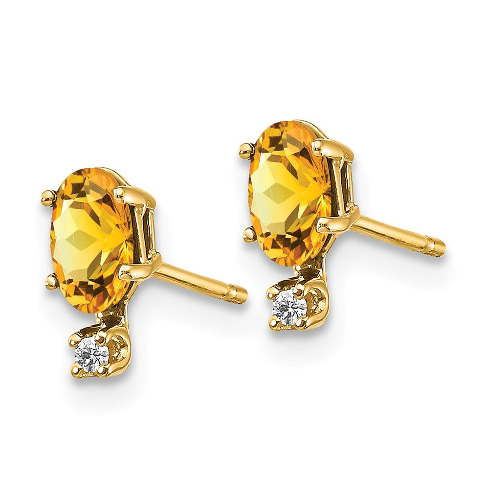 14K Diamond & Citrine Birthstone Earrings Secondary image