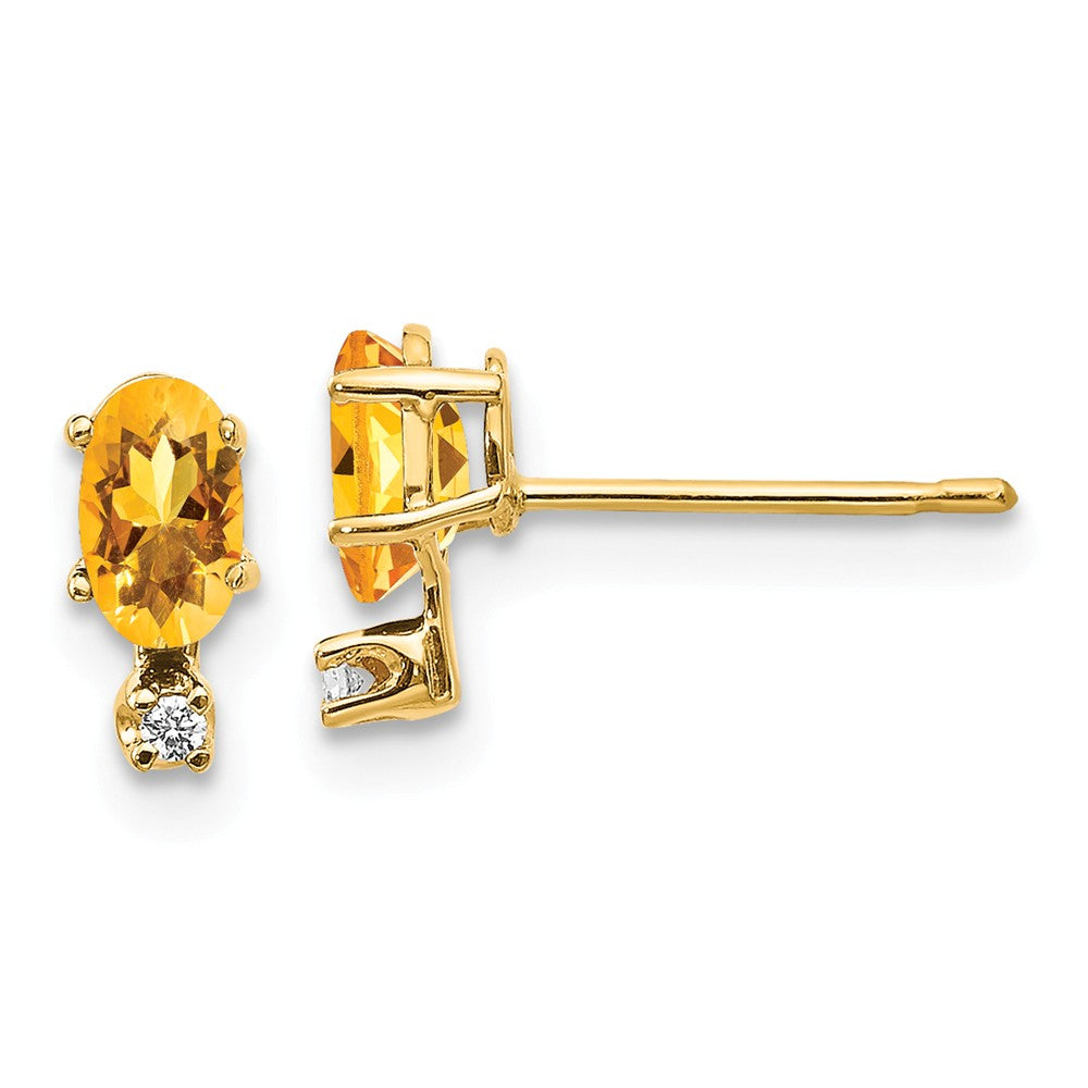14K Diamond & Citrine Birthstone Earrings Main image
