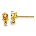 14K Diamond & Citrine Birthstone Earrings