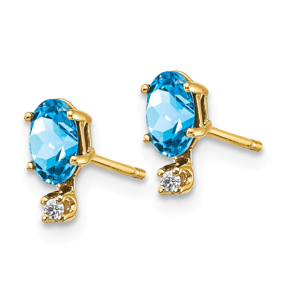14K Diamond & Blue Topaz Birthstone Earrings Secondary image