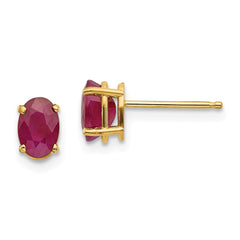 14K 6x4 Oval July/Ruby Post Earrings