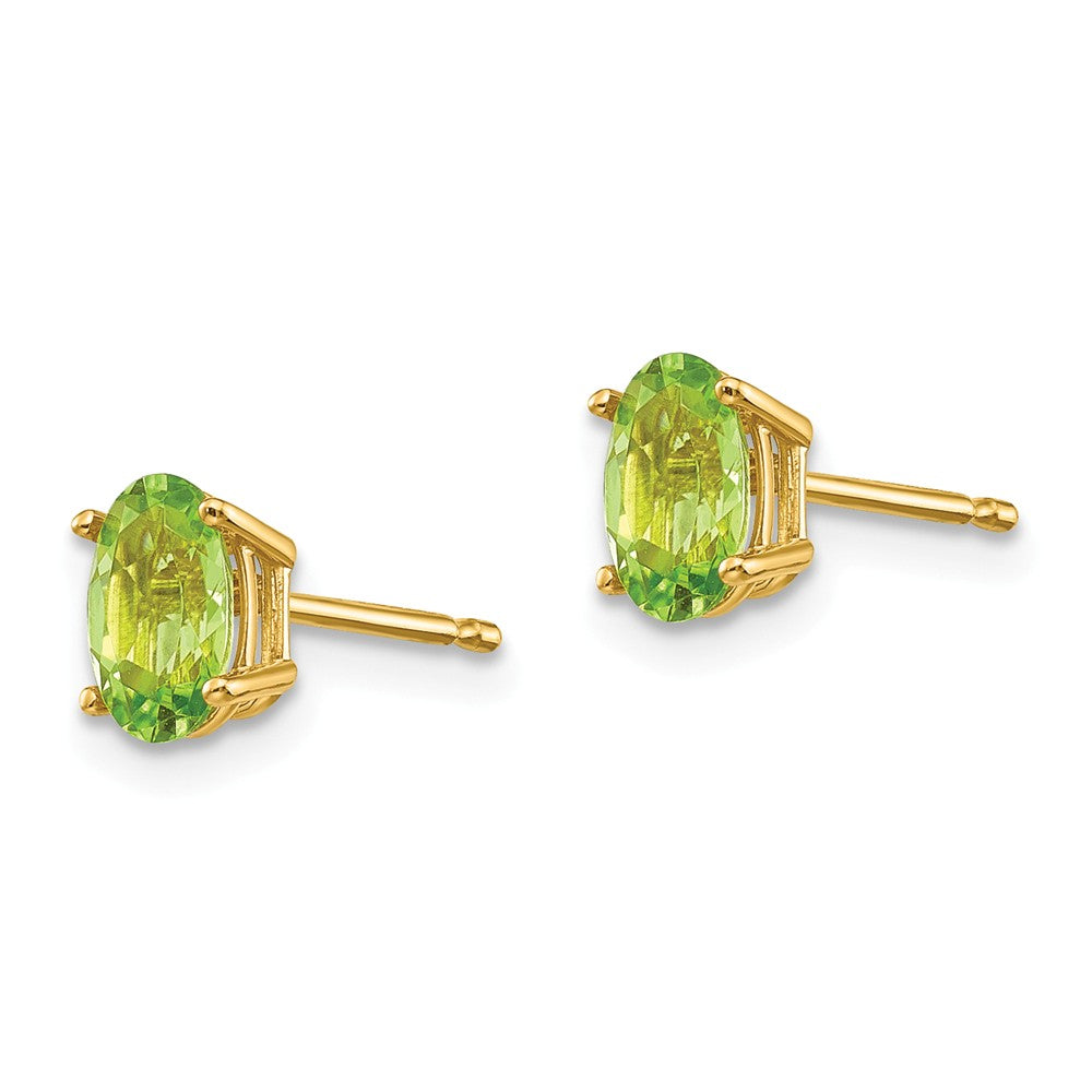 14K 6x4 Oval August/Peridot Post Earrings Secondary image