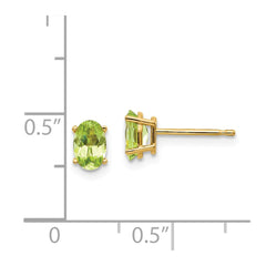 14k 6x4 Oval August/Peridot Post Earrings