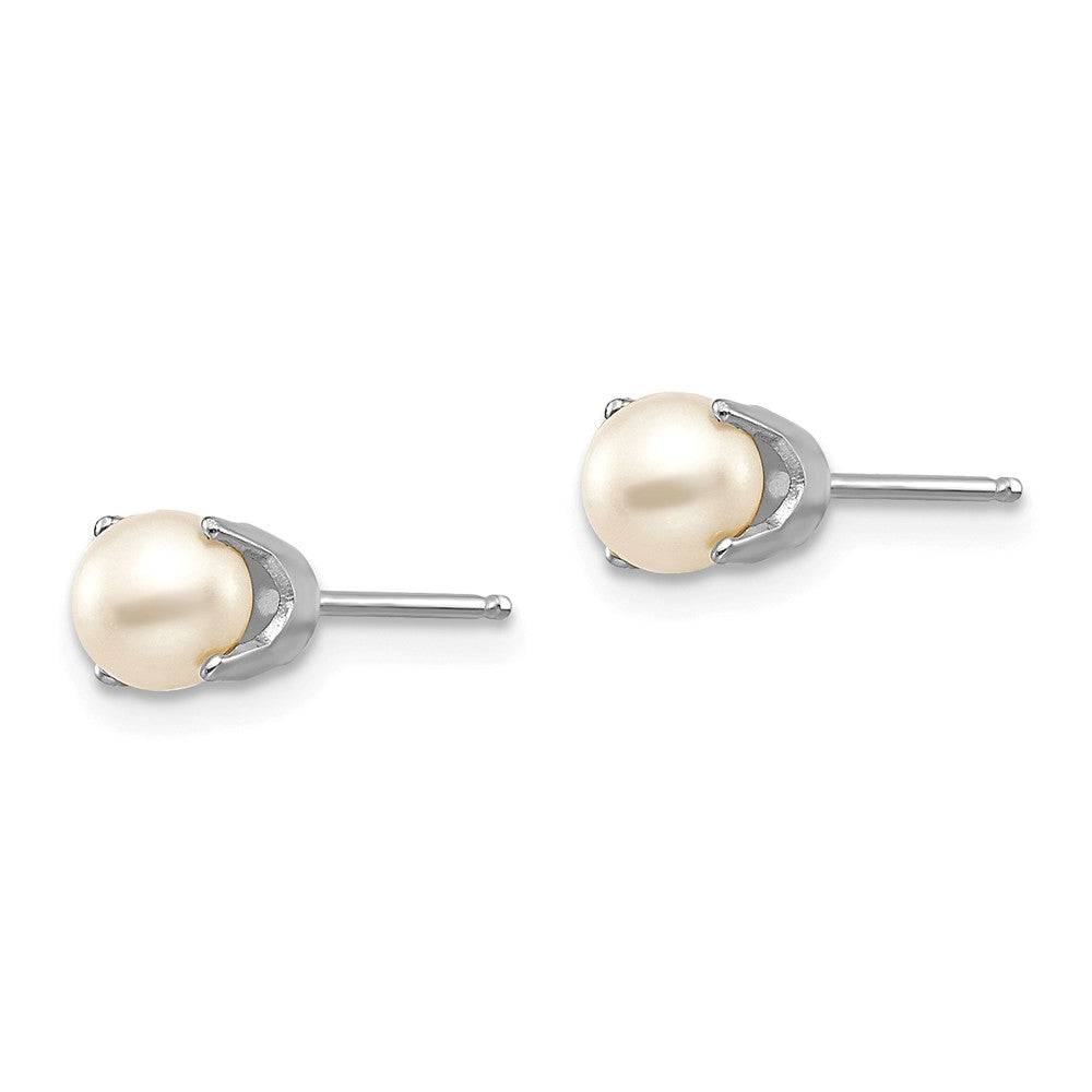 14K White Gold 5mm FW Cultured Pearl Stud Earrings Secondary image