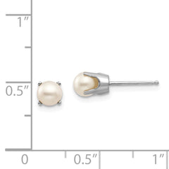 14k White Gold 5mm FW Cultured Pearl Stud Earrings