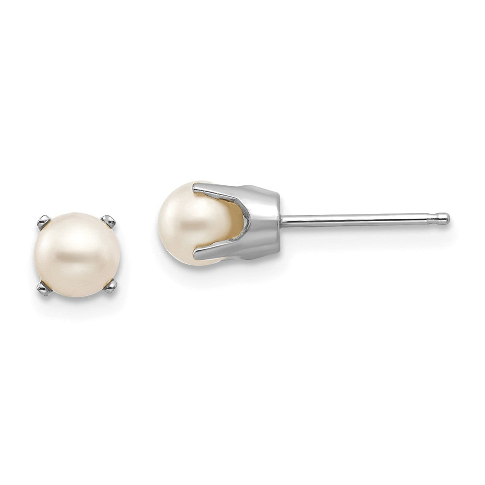 14K White Gold 5mm FW Cultured Pearl Stud Earrings Main image