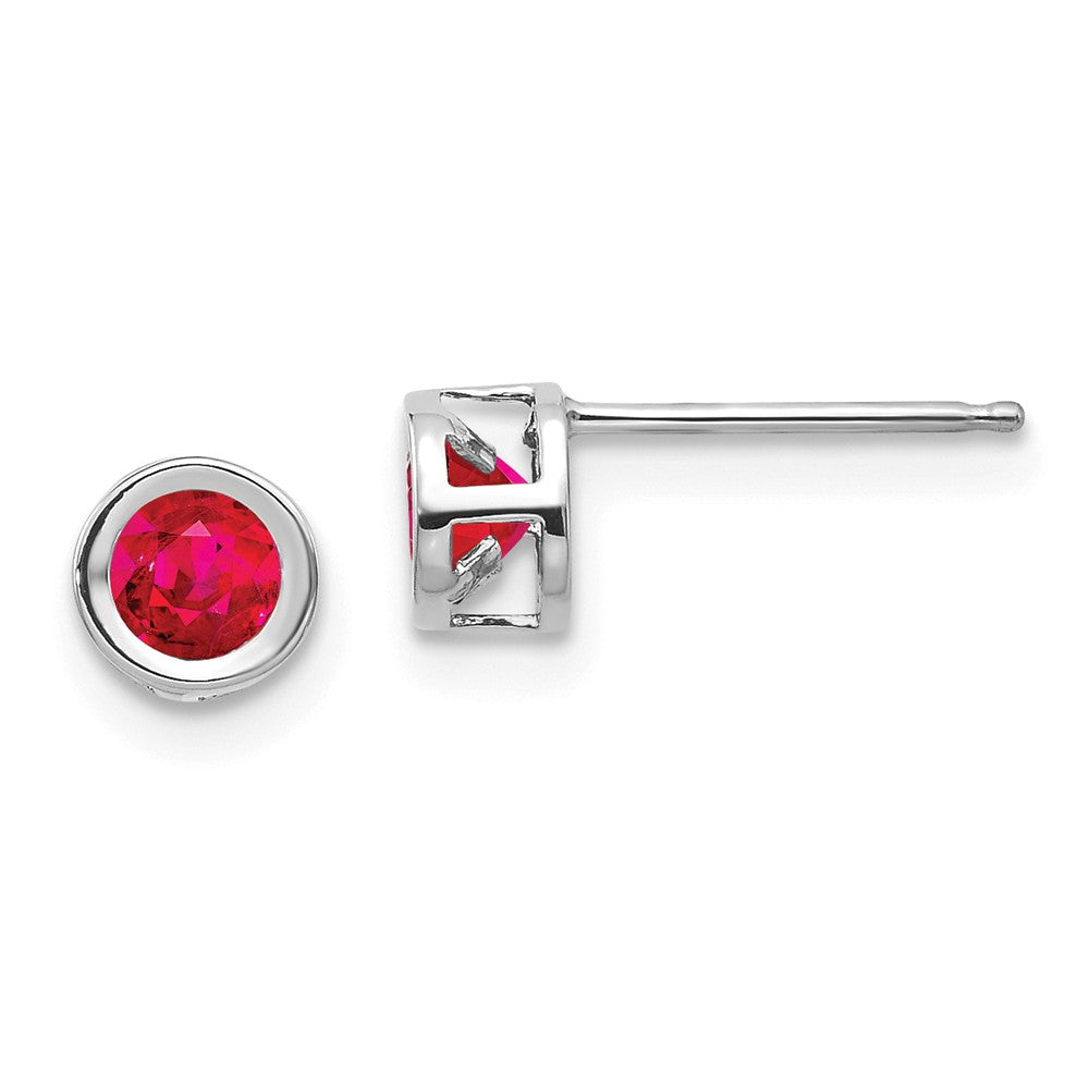 14K White Gold  4mm July Ruby Earrings Main image