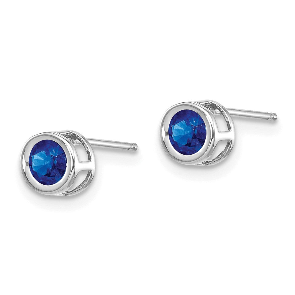 14K White Gold  4mm September Sapphire Earrings Secondary image