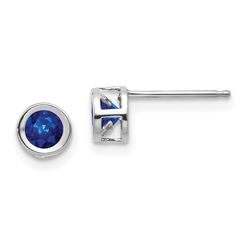 14K White Gold  4mm September Sapphire Earrings Main image