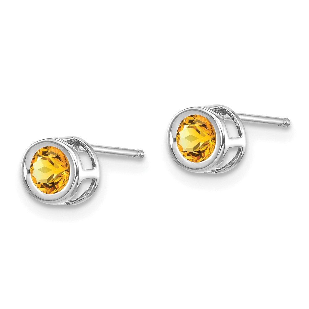 14K White Gold November 4mm Citrine Earrings Secondary image