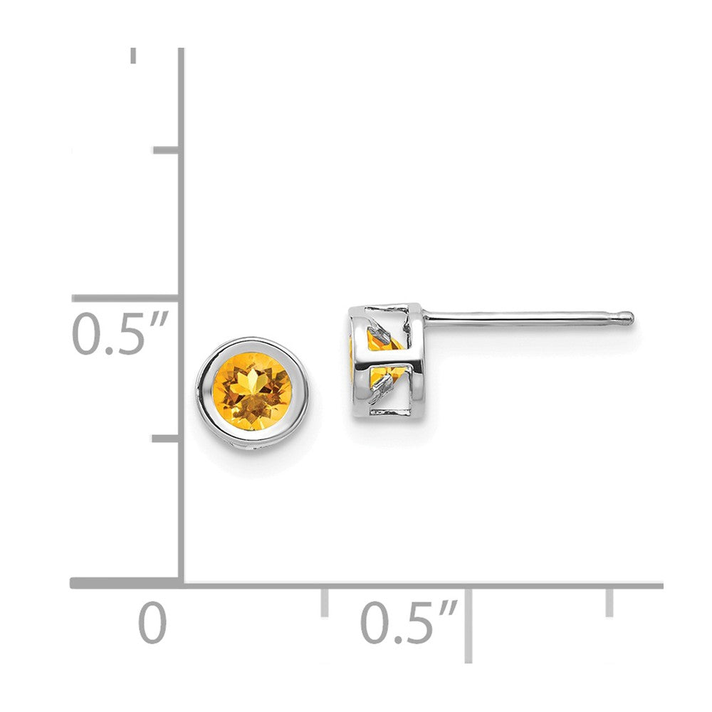 14k White Gold November 4mm Citrine Earrings