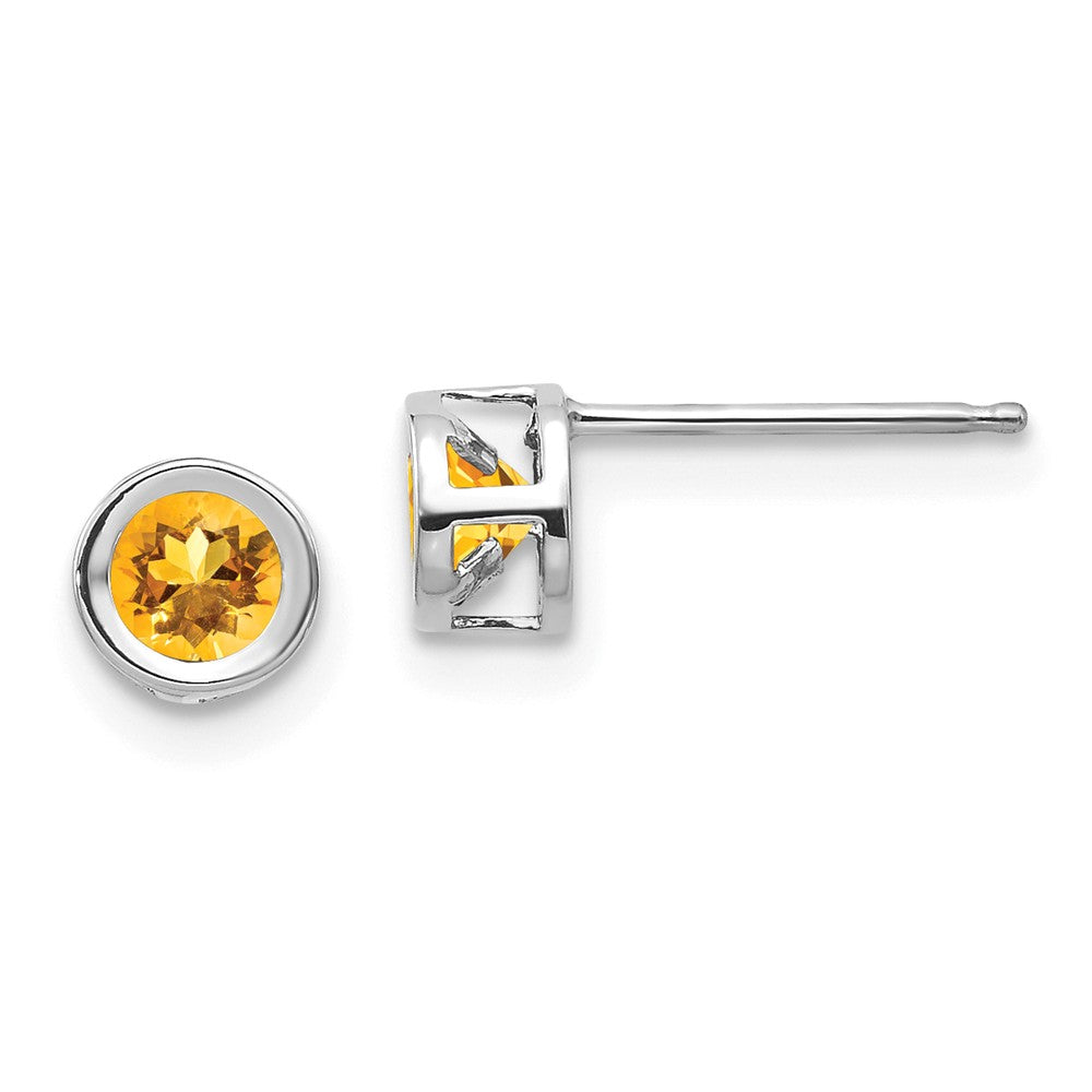14K White Gold November 4mm Citrine Earrings Main image