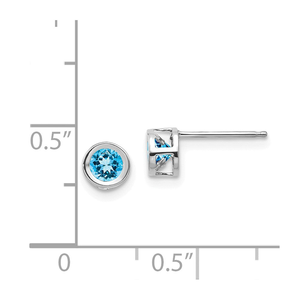 14k White Gold  4mm Blue topaz December Earrings