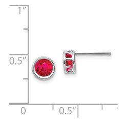 14k White Gold  5mm Bezel Ruby Stud Earrings