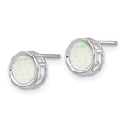 14K White Gold  5mm Bezel Opal Stud Earrings