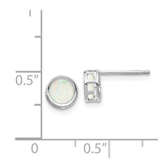 14k White Gold  5mm Bezel Opal Stud Earrings