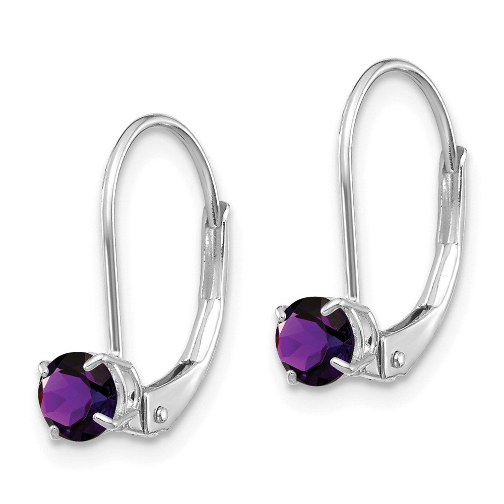 14K White Gold 4mm Amethyst/February Earrings Secondary image