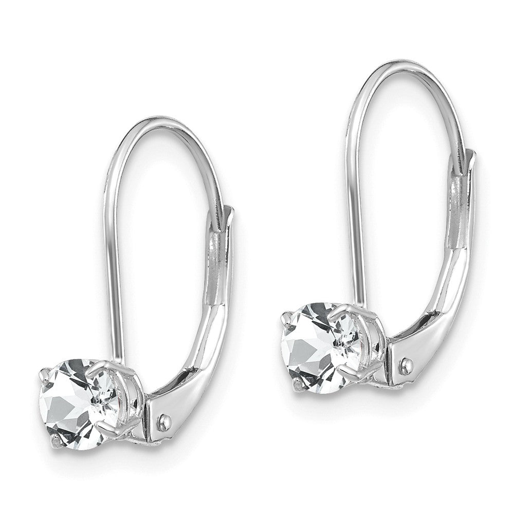 14K White Gold 4mm White Topaz/April Earrings Secondary image