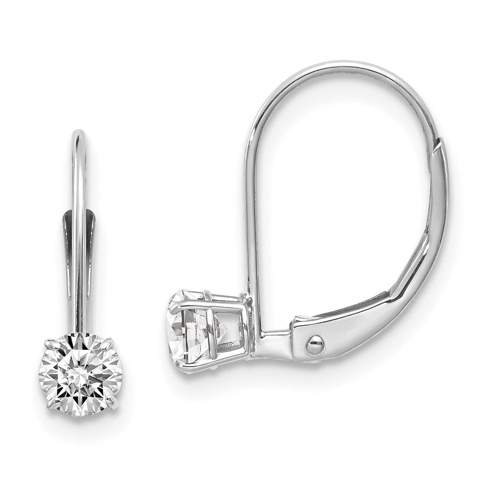 14K White Gold 4mm White Topaz/April Earrings Main image