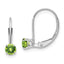 14K White Gold 4mm Round August/Peridot Leverback Earrings