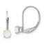 14K White Gold 4mm Round October/Opal Leverback Earrings