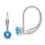 14K White Gold 4mm Round December/Blue Topaz Leverback Earrings