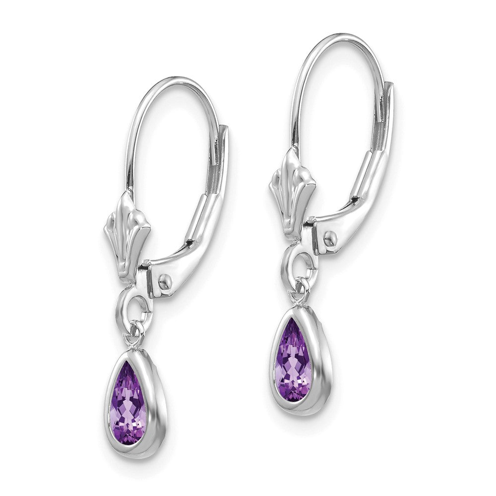 14K 6x4mm White Gold  Amethys/February Earrings Secondary image