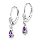 14K 6x4mm White Gold  Amethys/February Earrings