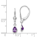 14k 6x4mm White Gold  Amethys/February Earrings