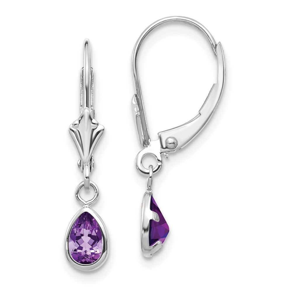 14K 6x4mm White Gold  Amethys/February Earrings Main image