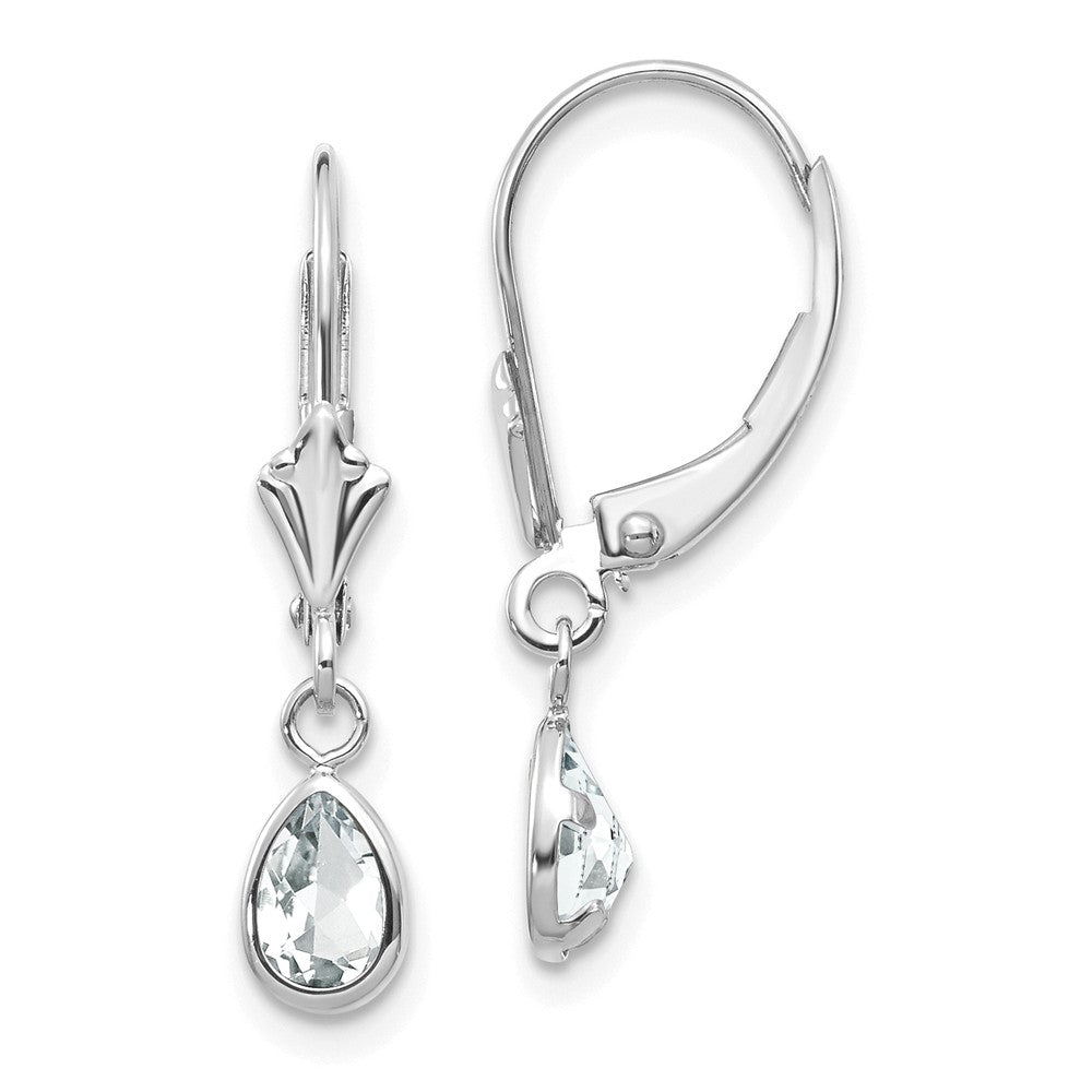 14K White Gold 6x4mm White Topaz/April Earrings Main image