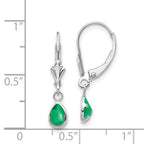 14k White Gold  6x4mm Emerald/May Earrings