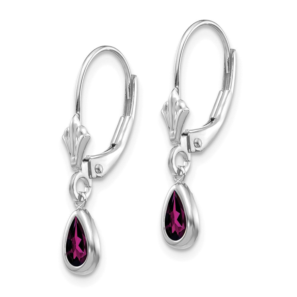 14K White Gold 6x4mm Rhodolite Garnet/June Earrings Secondary image