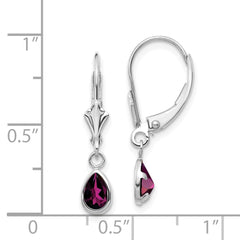 14k White Gold 6x4mm Rhodolite Garnet/June Earrings