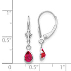 14k White Gold 6x4mm July/Ruby Earrings