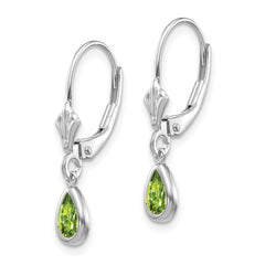 14K White Gold  6x4mm Peridot/August Earrings