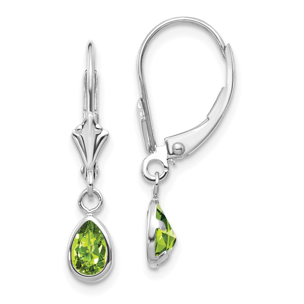 14K White Gold  6x4mm Peridot/August Earrings