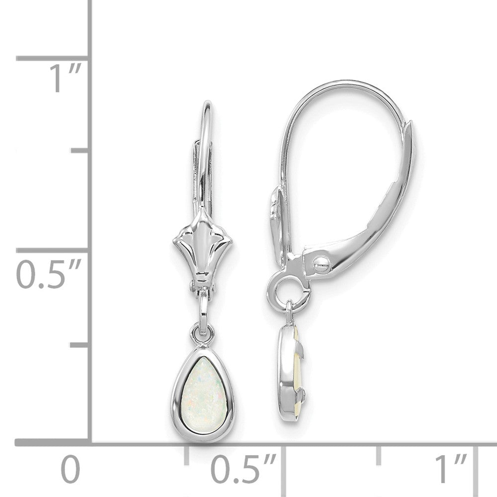 14k White Gold 6x4mm Opal/October Earrings