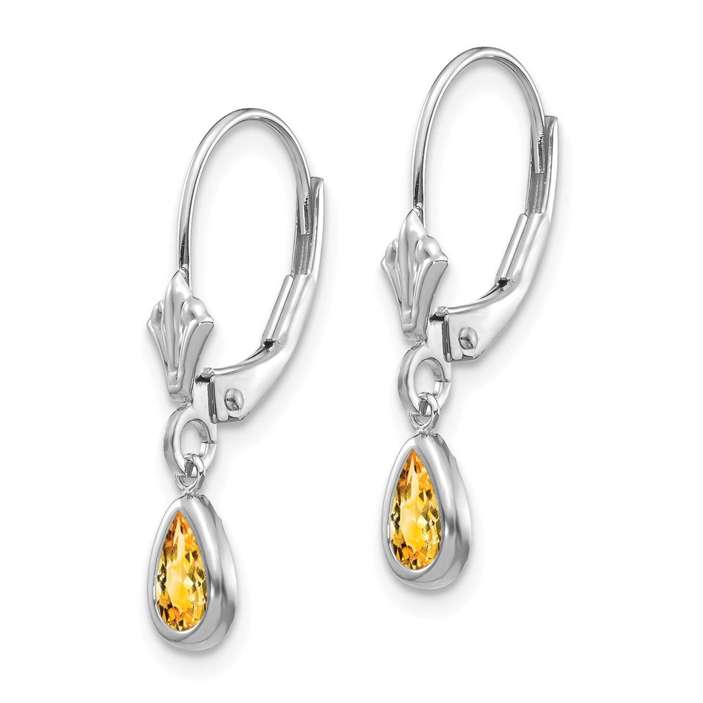 14K White Gold 6x4mm Citrin/November Earrings Secondary image