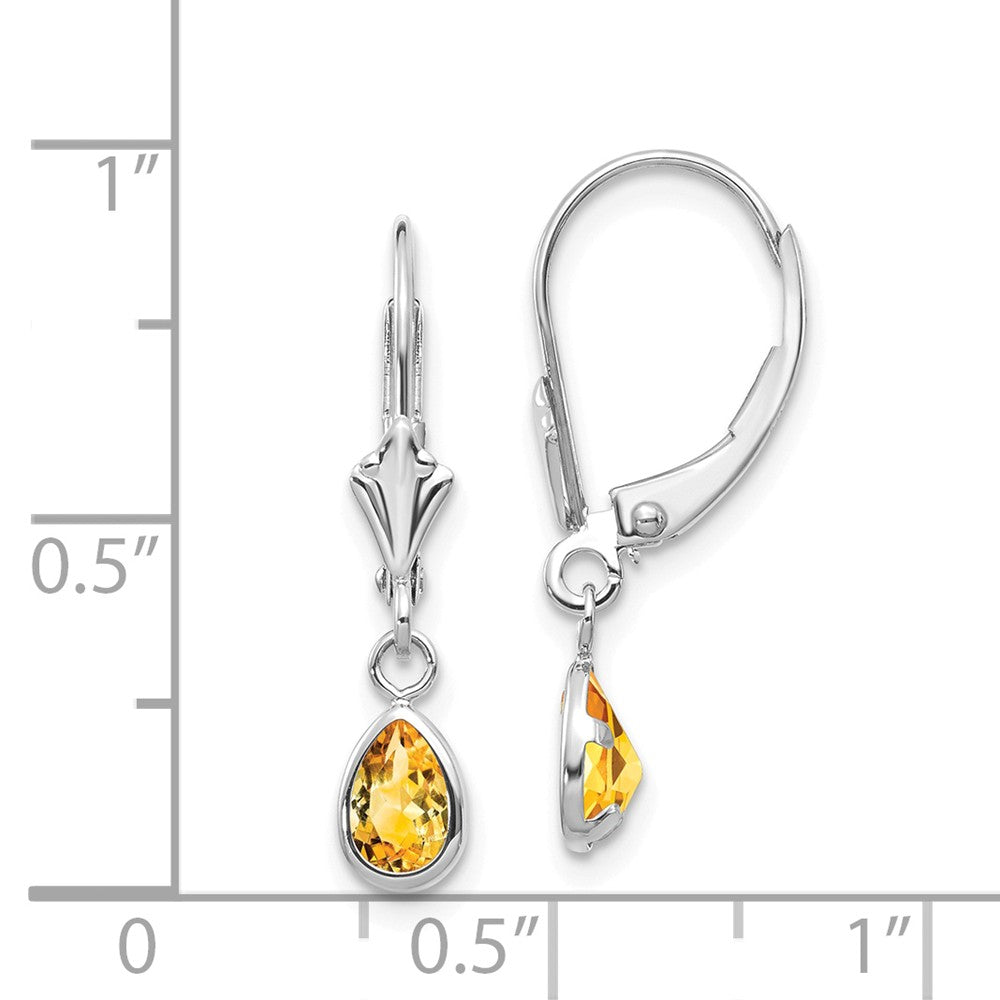 14k White Gold 6x4mm Citrin/November Earrings