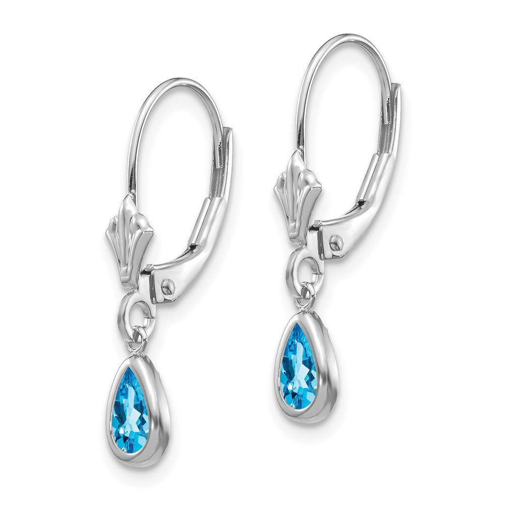 14K White Gold 6x4mm Blue Topaz/December Earrings Secondary image
