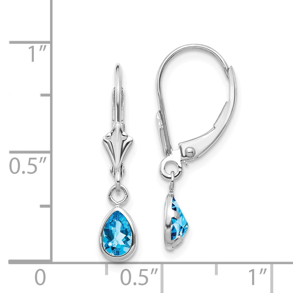 14k White Gold 6x4mm Blue Topaz/December Earrings