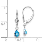 14k White Gold 6x4mm Blue Topaz/December Earrings