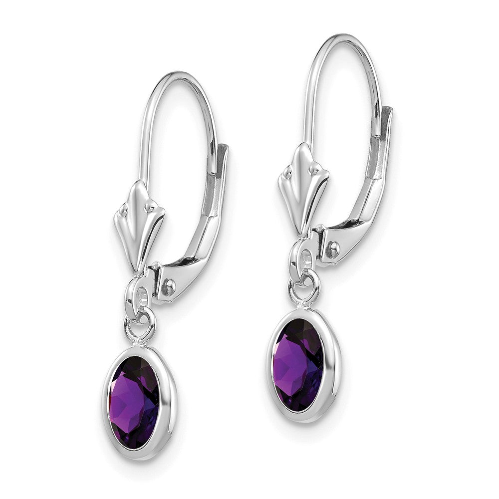 14K White Gold 6x4mm Oval Amethyst/February Earrings Secondary image