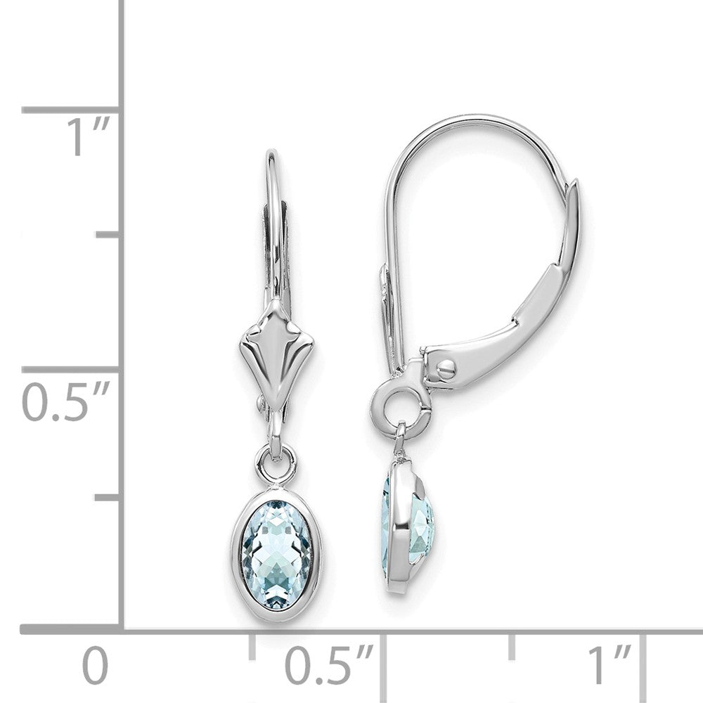 14k White Gold 6x4mm Oval Aquamarine/March Earrings