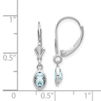 14k White Gold 6x4mm Oval Aquamarine/March Earrings