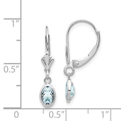 14k White Gold 6x4mm Oval Aquamarine/March Earrings