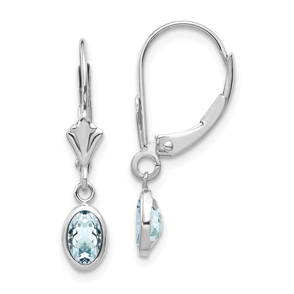 14K White Gold 6x4mm Oval Aquamarine/March Earrings Main image
