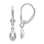 14K WG 6x4 Oval Bezel April/White Topaz Leverback Earrings