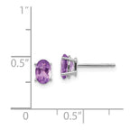 14k White Gold 6x4 Oval February/Amethyst Post Earrings